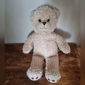 Build A Bear Curly Tan Plush Teddy Bear Plush Toy Stuffed Animal 16"